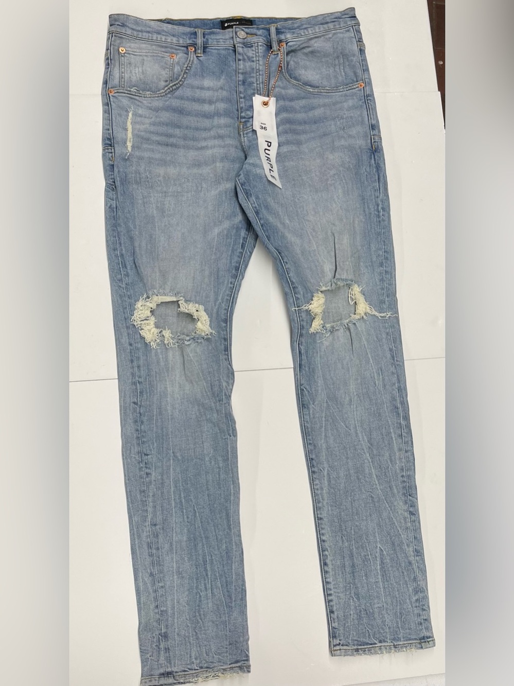 NEW Purple Brand Repair Drop-Fit Skinny Jeans Men’s Size 36